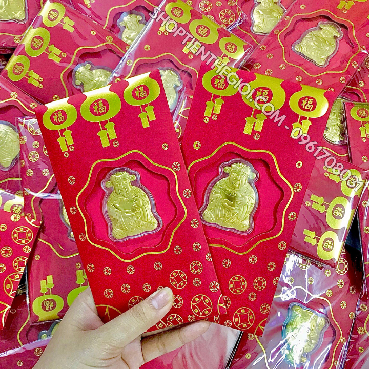 Combo 10 Bao Lì Xì Thần Tài mạ vàng thường - SP000352